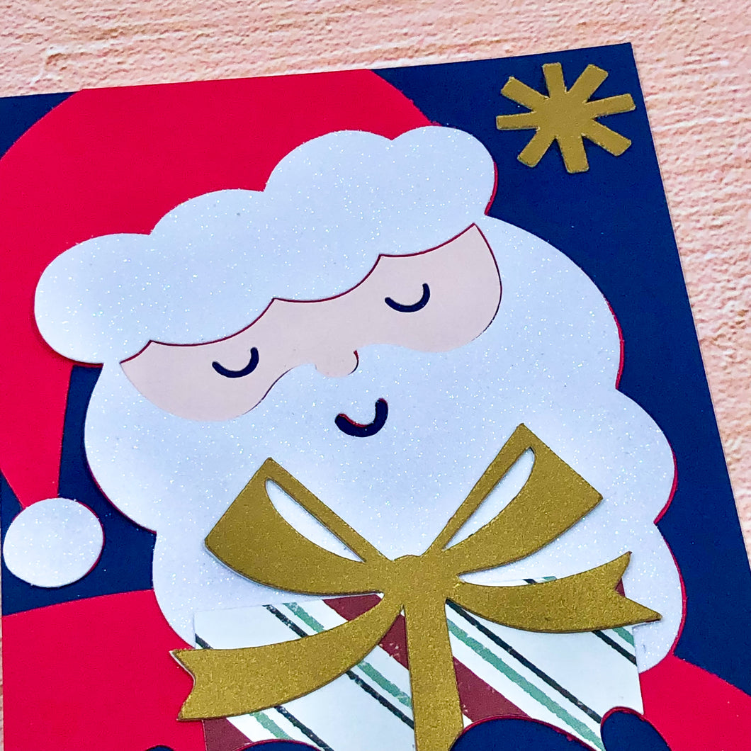 Santa with Present Handmade Card